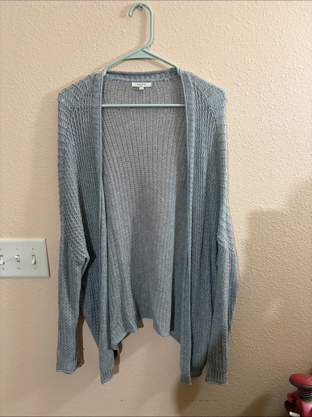 Maurice’s Light Gray Open-Front Knit Cardigan